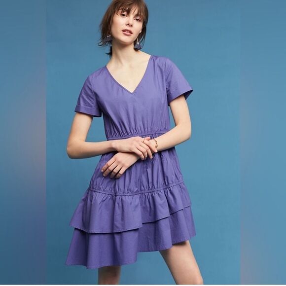 Anthropologie Dresses & Skirts - (BOGO FREE) Anthropologie HD Paris Asymmetrical Purple Tiered Ruffle Dress Small